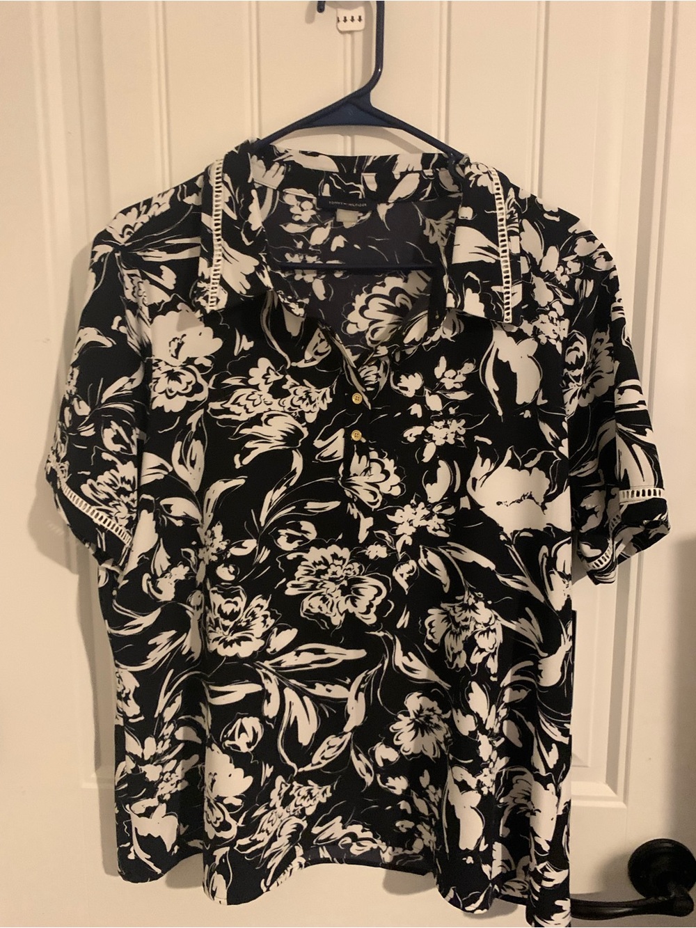Tommy Hilfiger Black & White Floral Polo Shirt